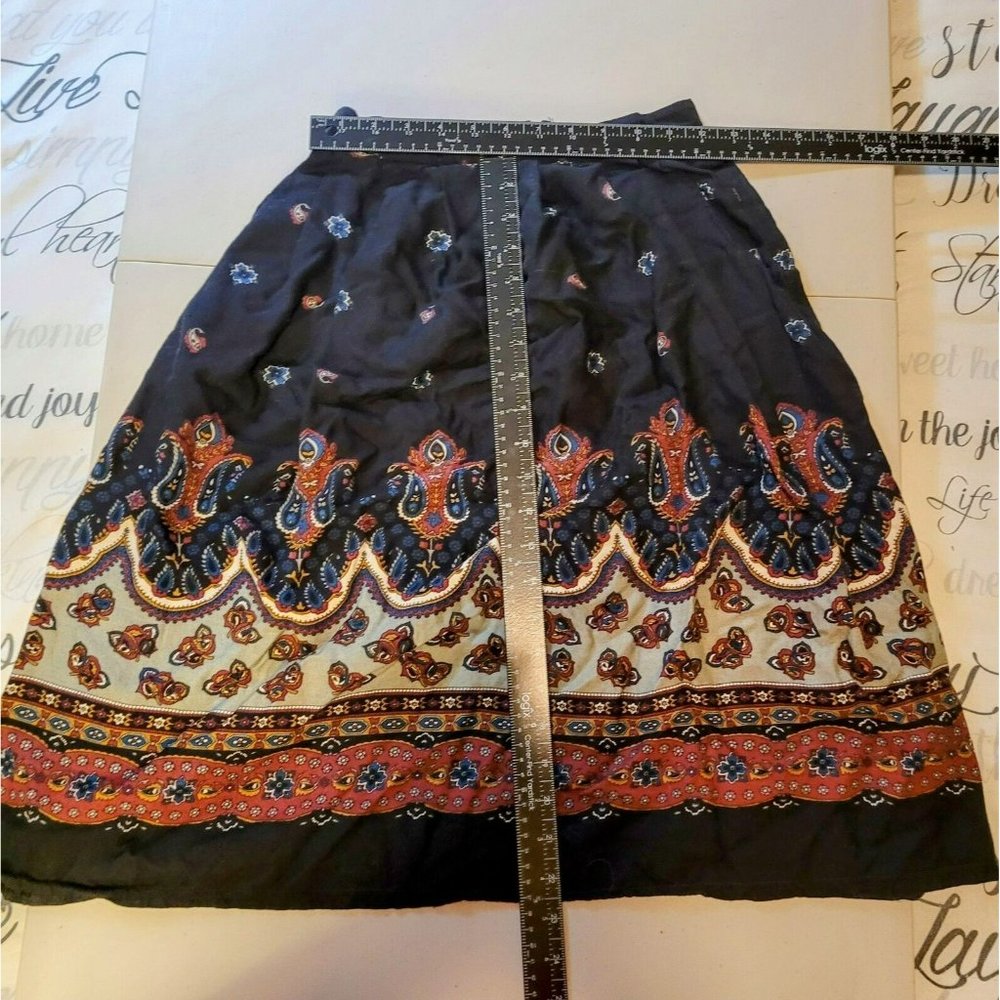 College Town Skirt Womens 24” Waist Vintage Paisley Black Multicolor Made In USA - Picture 3 of 7